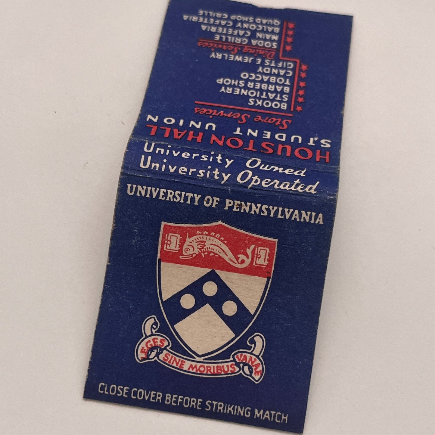 University of Pennsylvania Houston Hall Student Union Matchbook Cover TB8-MB2-3