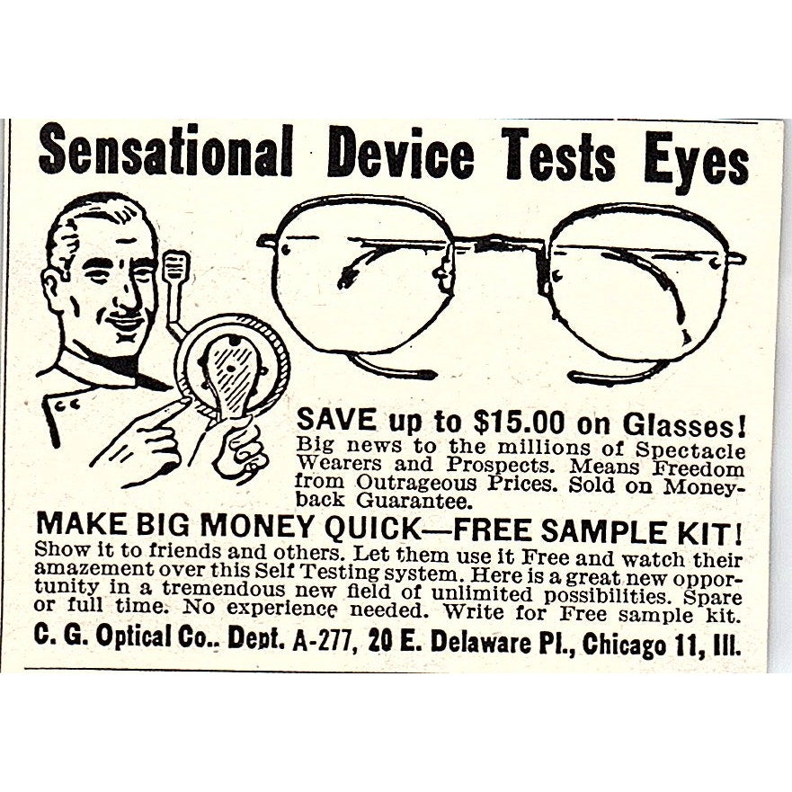 Eye Test Device - C.G. Optical Co Chicago IL 1955 Ad AF9-S5