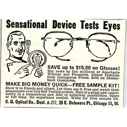 Eye Test Device - C.G. Optical Co Chicago IL 1955 Ad AF9-S5