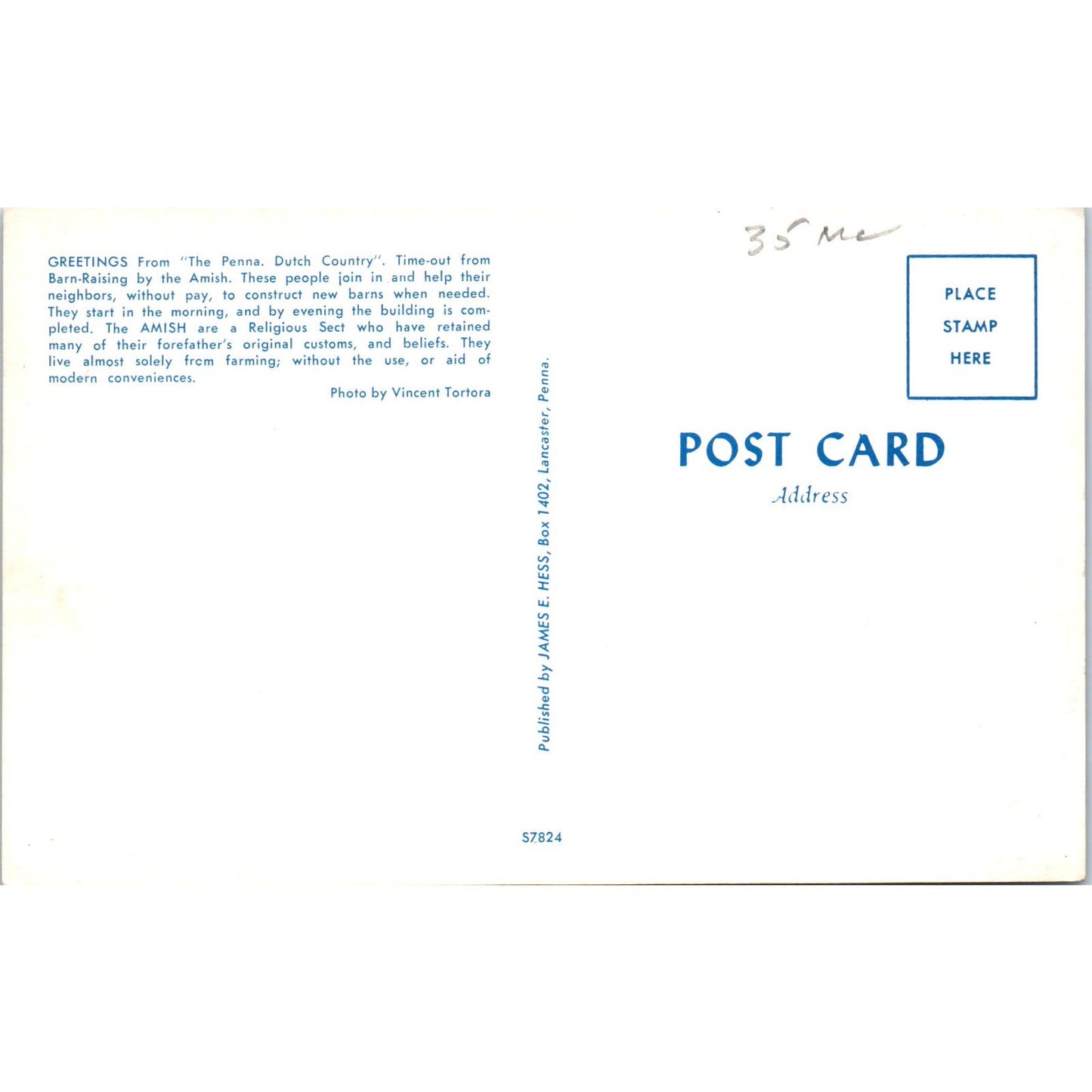 Amish Men at a Barn Raising Pennsylvania Dutch Country Postcard PD7