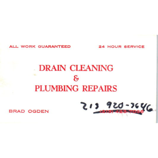Brad Ogden Plumbing Indiana Vintage Business Card SD4-B1