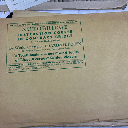 Vintage Autobridge Play-Yourself Bridge Game Board and Extra Playing Hands TK3