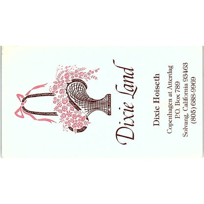 Dixie Land Dixie Hoiseth Solvang California Vintage Business Card SF3-B4
