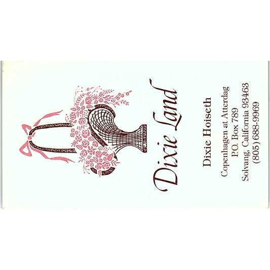 Dixie Land Dixie Hoiseth Solvang California Vintage Business Card SF3-B4