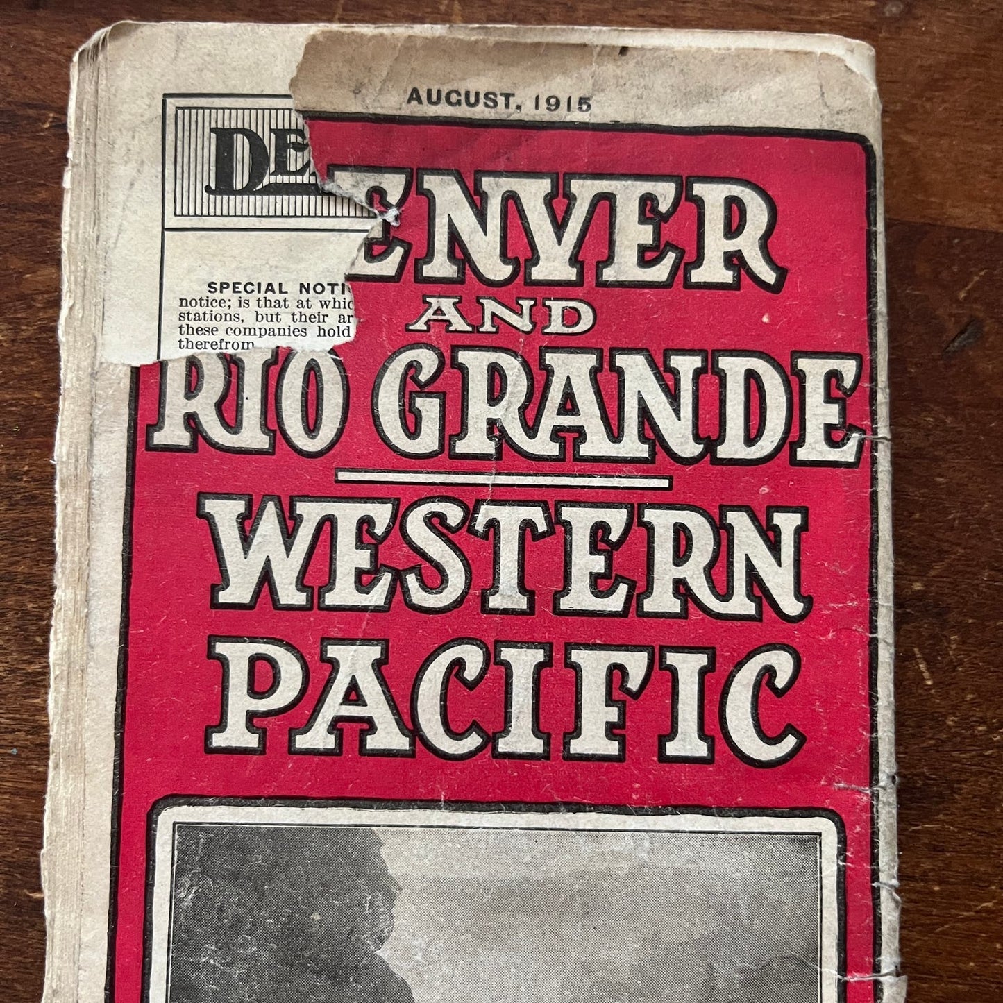 1915 Denver and Rio Grande Western - Western Pacific Railroad Timetable TI8-S4