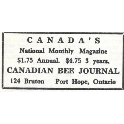 Canadian Bee Journal Port Hope Ontario Canada 1964 Magazine Ad AB6-S15