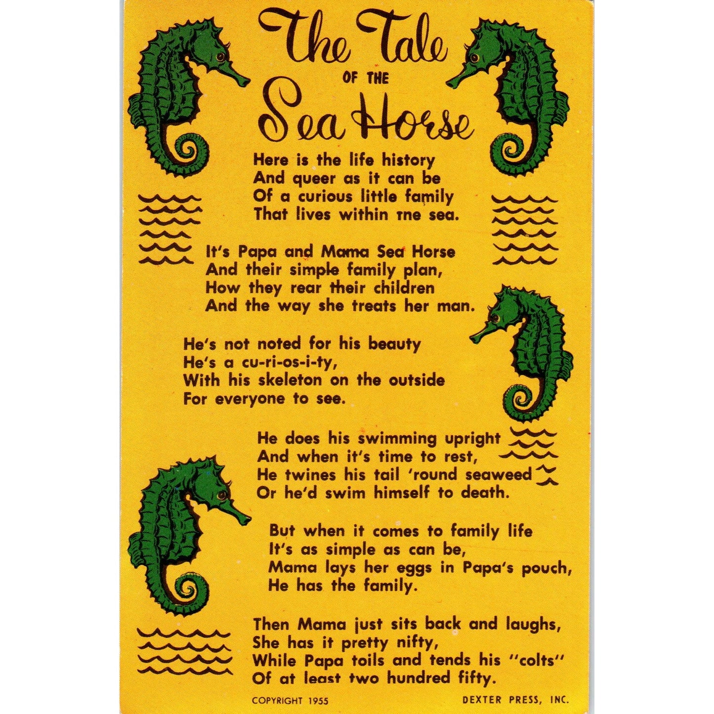 1955 The Tale of the Sea Horse Vintage Postcard PC8
