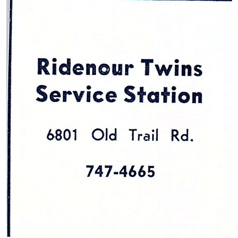 Ridenour Twins Service Station 6801 Old Trail Rd Fort Wayne IN 1964 Ad AG1-S11