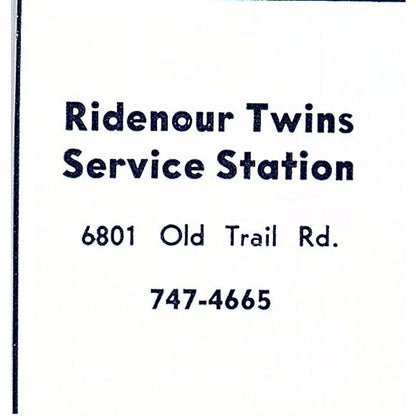 Ridenour Twins Service Station 6801 Old Trail Rd Fort Wayne IN 1964 Ad AG1-S11