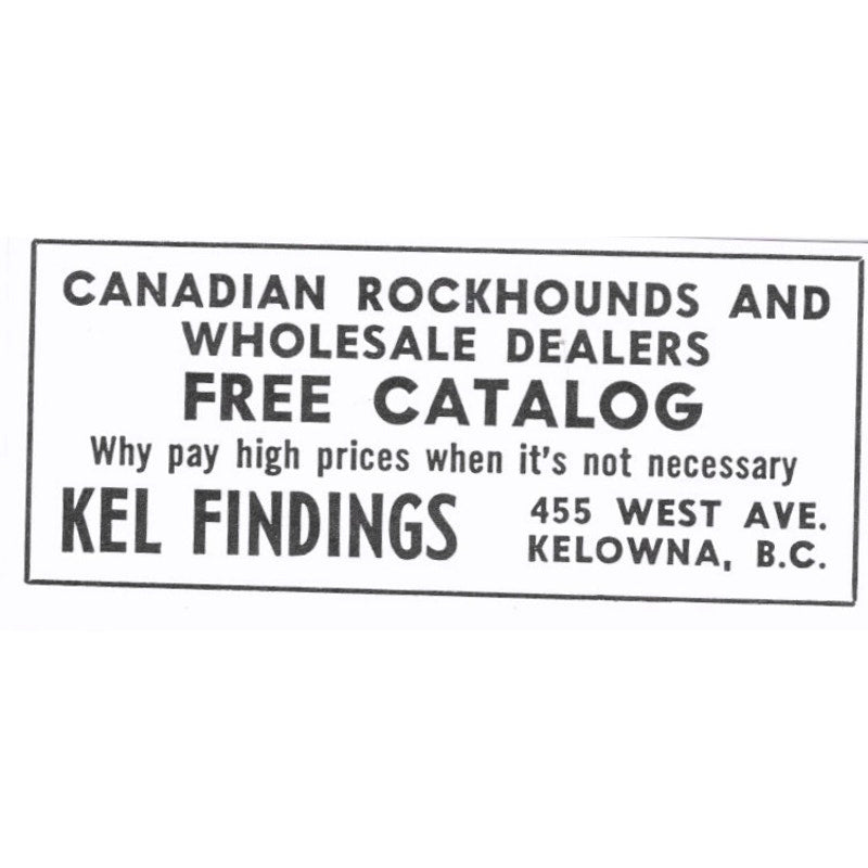 Kel Findings Lapidary Kelowna British Columbia Canada 1972 Ad AF8-S4