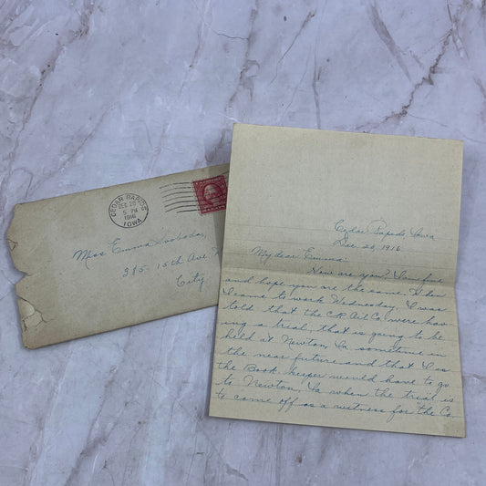 1916 Cedar Rapids Iowa Letter to Emma Swoboda Postal Cover Ai5-PCL