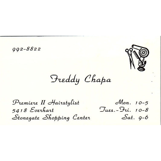 Freddy Chapa Premiere II Hair Stylist Stonegate Shopping Center Card SC9-B1