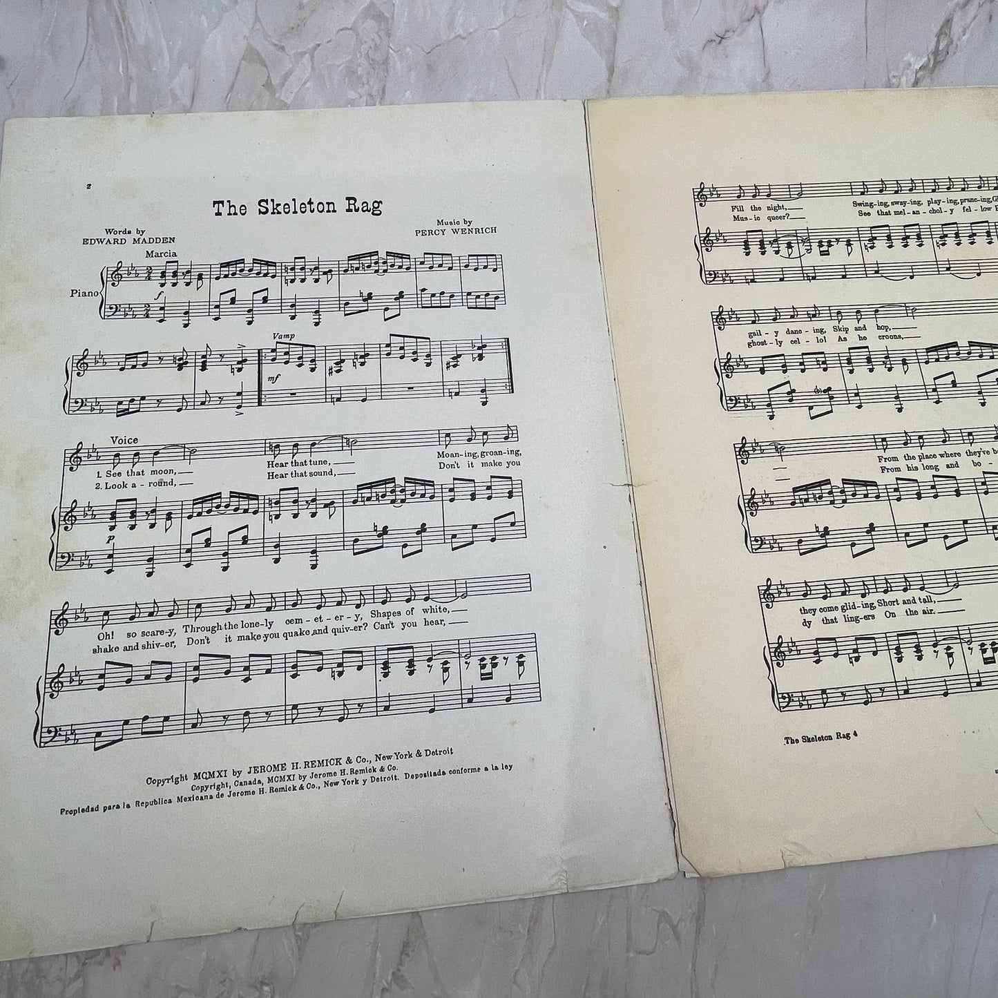 Scarce Halloween Ragtime The Skeleton Rag Sheet Music 1911 Madden Wenrich FL6-5