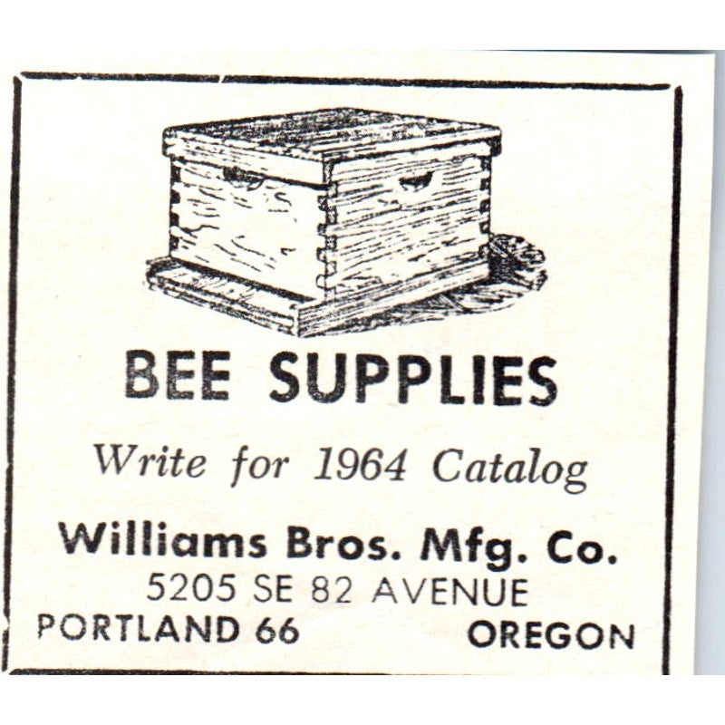 Williams Bros Mfg Co Bee Supplies Portland Oregon 1964 Magazine Ad AK5-S36