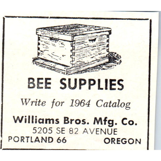 Williams Bros Mfg Co Bee Supplies Portland Oregon 1964 Magazine Ad AK5-S36