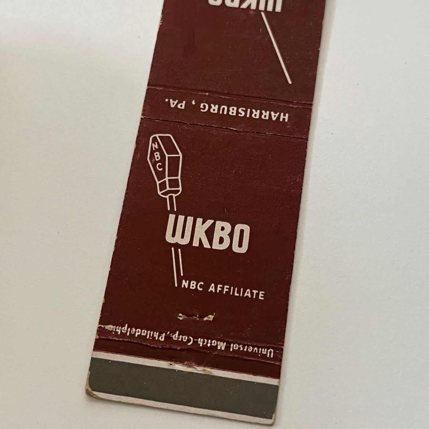 WKBO Radio NBC Affiliate Harrisburg PA Vintage Matchbook Cover TB6-MB2-1