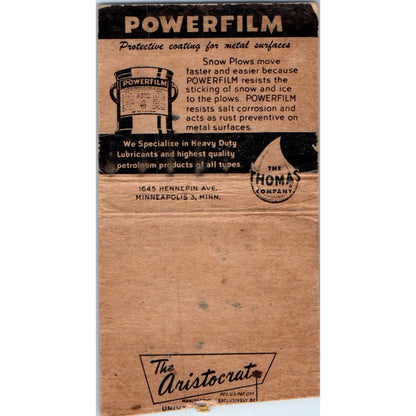 The Thomas Company Oil Gasoline Minneapolis MN Vintage Matchbook Cover SF4-Y7