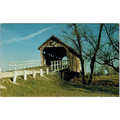 Wilkinson Pioneer Park Bridge Rock Falls IA Vintage Covered Bridge Postcard PC16
