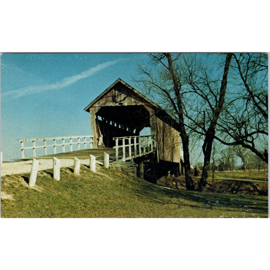 Wilkinson Pioneer Park Bridge Rock Falls IA Vintage Covered Bridge Postcard PC16