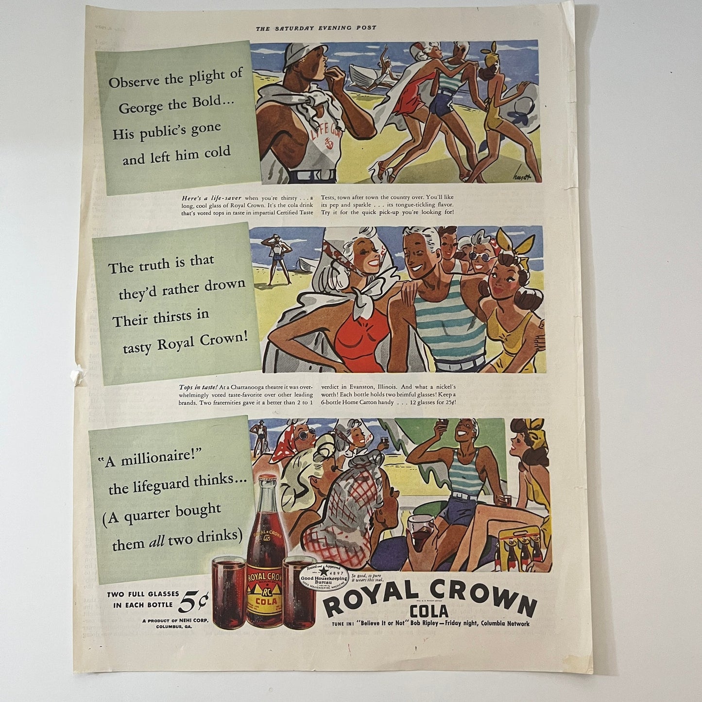 1939 Royal Crown RC Cola Advertisement George The Bold Bob Ripley V1-8