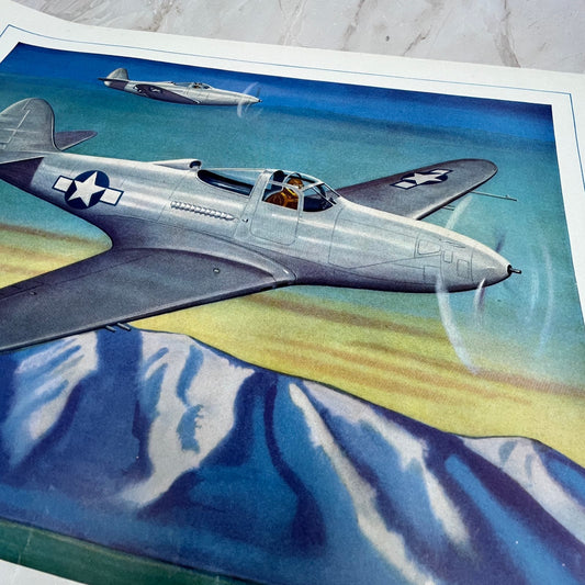 Allison Powered P-39 Airacobra Vintage Print 10.5x13 FL6-4