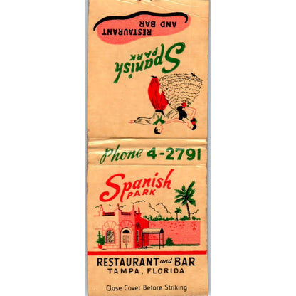 Spanish Park Restaurant & Bar Tampa Florida Vintage Matchbook Cover SD2-Y2