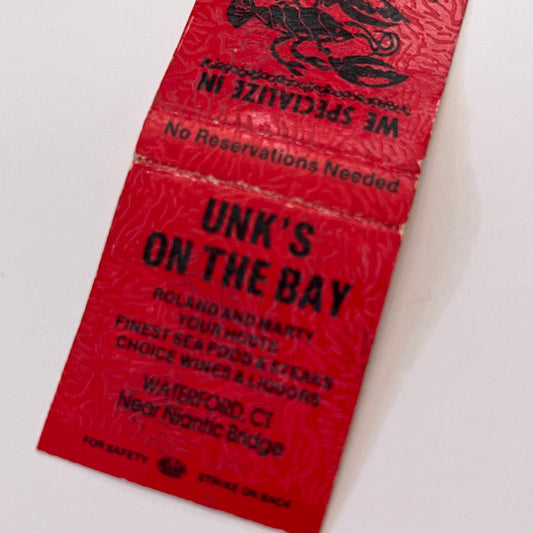 Unk's On the Bay Rolland & Marty Waterford CT Vintage Matchbook Cover TB6-MB1-10