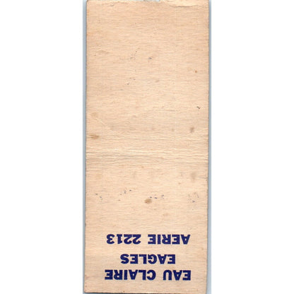 Midway Bowl 8 Lanes Bar F.O.E. Aerie 2213 Eau Claire WI Vintage Matchbook SD4-Y2