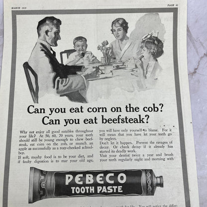 Pebco Toothpaste Lehn & Fink New York 1918 Magazine Ad FL6-10