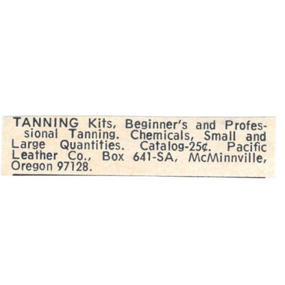 Pacific Leather Co Tanning Kits McMinnville Oregon 1977 Ad AF6-S8