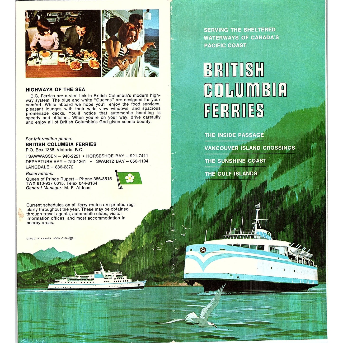 1960s British Columbia Ferries Fold Out Map & Travel Brochure TH2-TB4