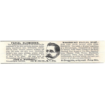 John H. Woodbury Facial Soap NYC c1890 Victorian Ad AE8-CH13