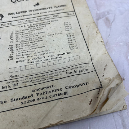 1914 Junior Bible Quarterly Laborers in the Vineyard Matt 20:1-16 TG8-VV