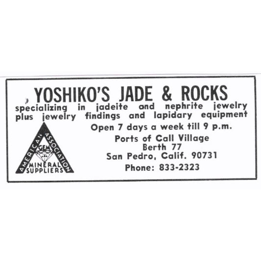 Yoshiko's Jade & Rocks San Pedro California 1972 Ad AF8-S4