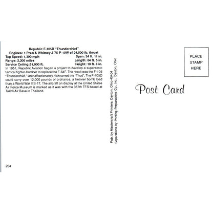 Republic F-150D Thunderchief Vintage Postcard PC19