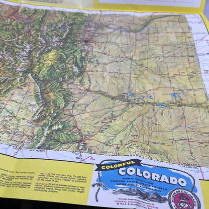 1956 Colorful Colorado Souvenir Map Large Fold Out Travel Map TC5-LP1