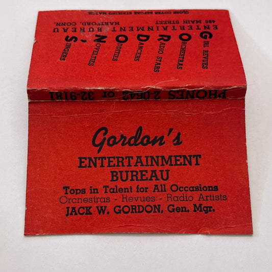 Gordon's Entertainment Bureau Jack W Gordon Hartford CT Matchbook MM3-3