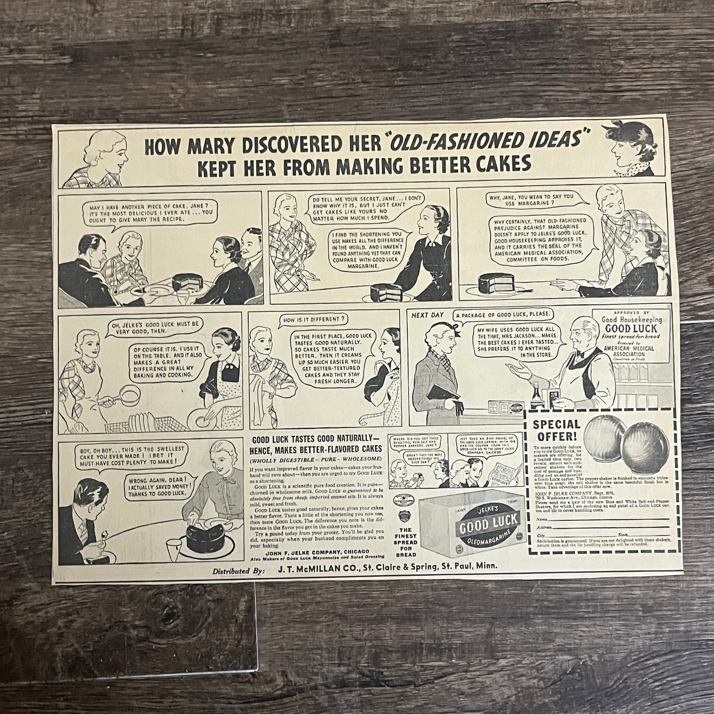 John F Jelke Co Good Luck Oleomargarine Cartoon 1935 Newspaper Ad V1-9