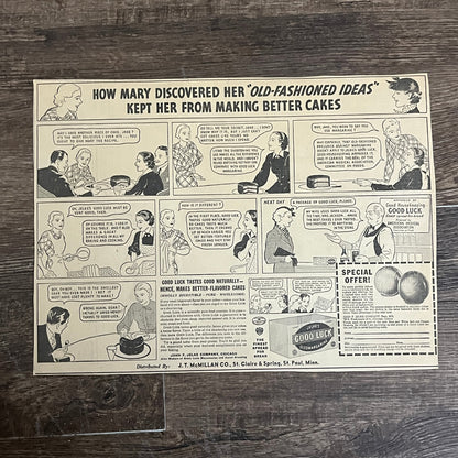 John F Jelke Co Good Luck Oleomargarine Cartoon 1935 Newspaper Ad V1-9