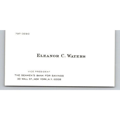 Eleanor C Waters Vice President Seamen's Bank New York Business Card AI9-M28