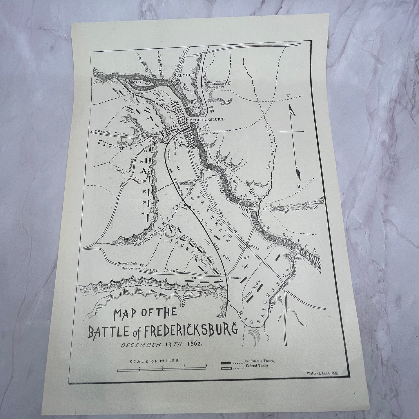 Meade's Army Battle of Groveton, Battle of Fredericksburg 1890s Engraving V14-6