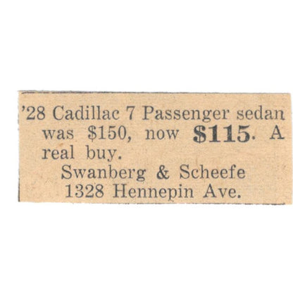 Swanberg & Scheefe Auto Sales Hennepin 1935 Minneapolis Journal Ad AE7-H3