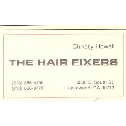 The Hair Fixers Christy Howell Lakewood CA Vintage Business Card SC9-B5