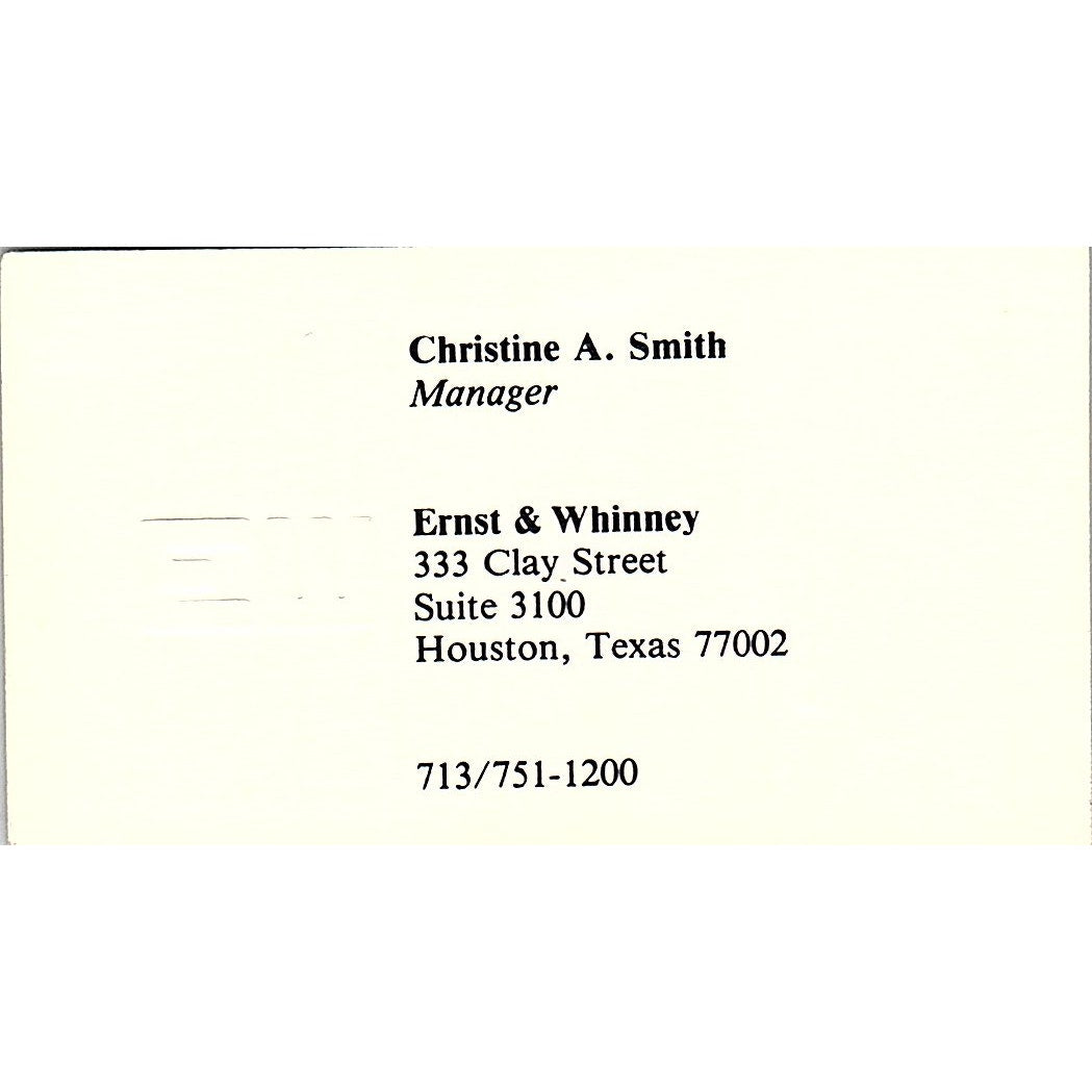 Christine A Smith CPA E&W Ernst & Whitney Houston Houston Business Card SD9-B1