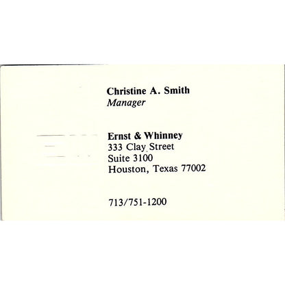 Christine A Smith CPA E&W Ernst & Whitney Houston Houston Business Card SD9-B1