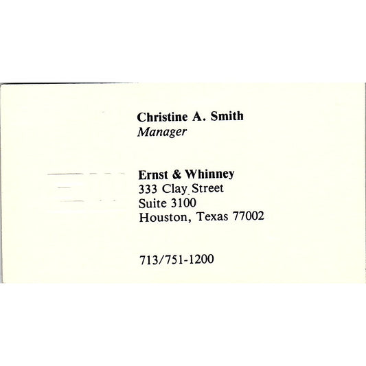 Christine A Smith CPA E&W Ernst & Whitney Houston Houston Business Card SD9-B1
