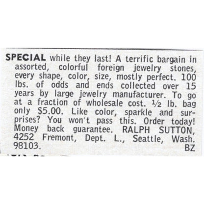 Ralph Sutton Lapidary Supply Seattle Washington 1964 Magazine Ad AK6-S8