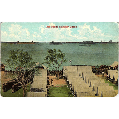 c1908 An Ideal Soldier Camp - Spanish American War Postcard PE7