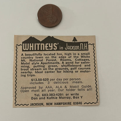 Whitney's Don and Kathie Murray Jackson NH 1971 Magazine Ad SAG4-S14