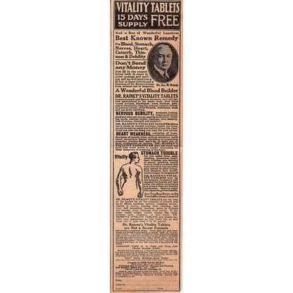 Dr. Rainey's Vitality Tablets The Rainey Drug Co Chicago 1926 Ad AG3-4